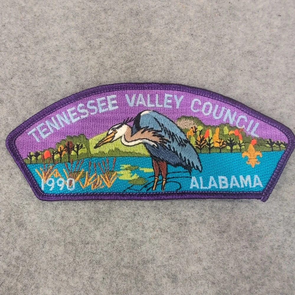 Tennessee Valley Council 1990 Alabama Heron Bird Embroidered Patch - Picture 1 of 3